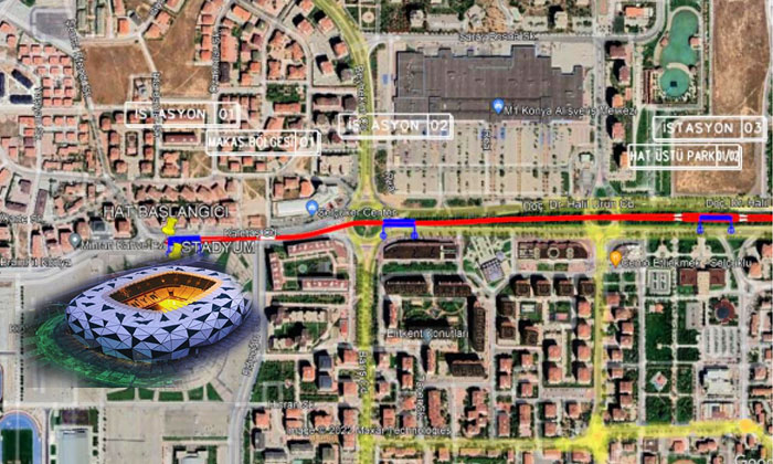 Konya Stadyumu ile Şehir Hastanesi arasına tramvay hattı yapılacak